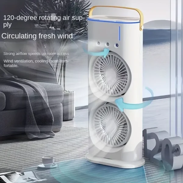 Remote Control Double Head Spray Cooling Fan – Adjustable Speeds & Mist Cooling - Image 7
