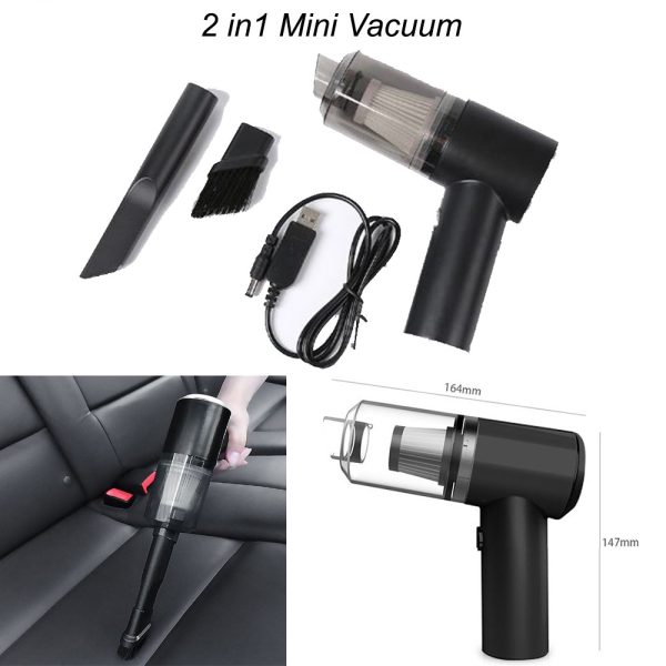 2-in-1 Portable Vacuum Cleaner – Rechargeable & Multifunctional